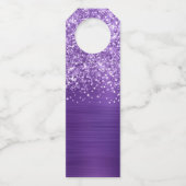 Glitterende Amethist Paarse Glam Tafelnummer Flessenhanger (Achterkant)