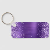 Glitterende Amethyst Folie Fantasie Monogram Sleutelhanger (Achterkant)
