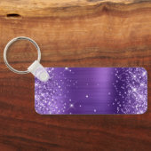 Glitterende Amethyst Folie Fantasie Monogram Sleutelhanger (Achterkant)