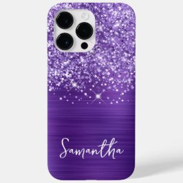 Glitterende Amethyst Paarse Glam Naam Case-Mate iPhone 14 Pro Max Hoesje