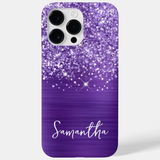 Glitterende Amethyst Paarse Glam Naam Case-Mate iPhone Case (Achterkant)