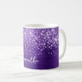 Glitterende Amethyst Paarse Glam Naam Koffiemok (Voorkant rechts)