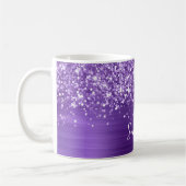 Glitterende Amethyst Paarse Glam Naam Koffiemok (Links)