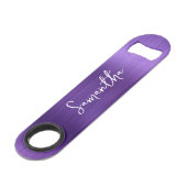 Glitterende Amethyst Paarse Glam Naam Speed Flessenopener (Voorkant Gekanteld)