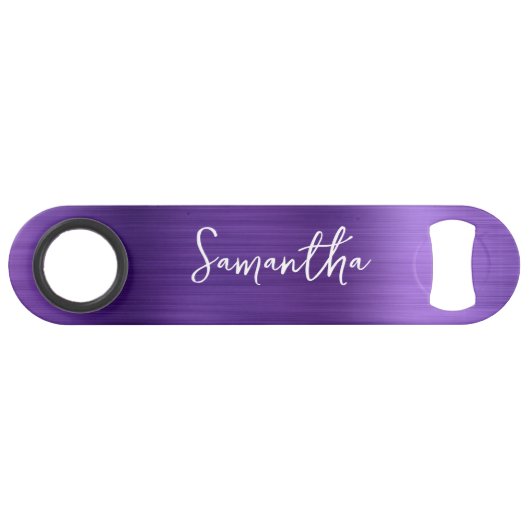 Glitterende Amethyst Paarse Glam Naam Speed Flessenopener (Voorkant (Horizontaal))