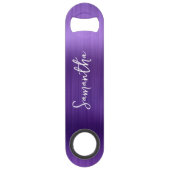 Glitterende Amethyst Paarse Glam Naam Speed Flessenopener (Voorkant)