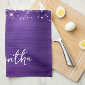 Glitterende Amethyst Paarse Glam Naam Theedoek (Quarter Fold)