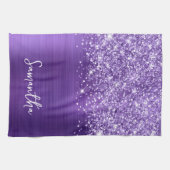 Glitterende Amethyst Paarse Glam Naam Theedoek (Horizontaal)