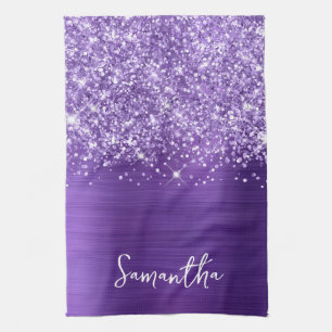 Glitterende Amethyst Paarse Glam Naam Theedoek