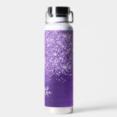 Glitterende Amethyst Paarse Glam Naam Waterfles (Achterkant)