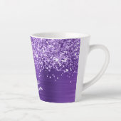 Glitterende Amethyst Paarse Glam Schrift Naam Latte Mok (Rechts)