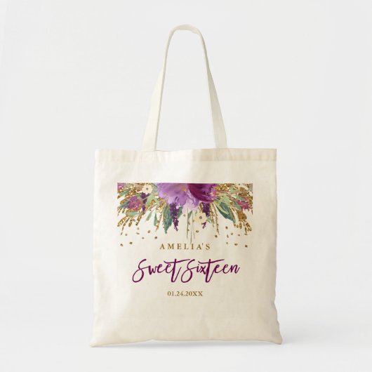 Glitterende Amethyst Sweet 16 Boodschappentas Tote Bag (Voorkant)