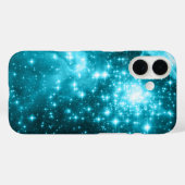 Glitterende Aqua En Teal Hemelse Sterren Case-Mate iPhone Case (Achterkant (horizontaal))