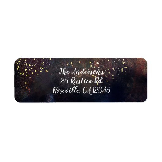 Glitterende Aquarel Aardse Rustieke Moderne Glam F Etiket (Voorkant)