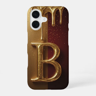 💎 Glitterende 'B' Monogram Met Druppelende Vloeis iPhone 16 Hoesje