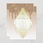 Glitterende BAT MITZVAH Uitnodigingen Glitter Vonk (Voorkant / Achterkant)