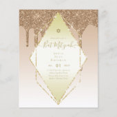 Glitterende BAT MITZVAH Uitnodigingen Glitter Vonk (Voorkant)