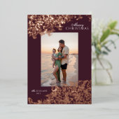 Glitterende Bessen Folie Gestempeld Rode Kerstkaar Folie Feestdagenkaart (Staand Voorkant)