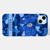 Glitterende Blauwe Camouflage Gepersonaliseerd Case-Mate iPhone Case (Achterkant (horizontaal))