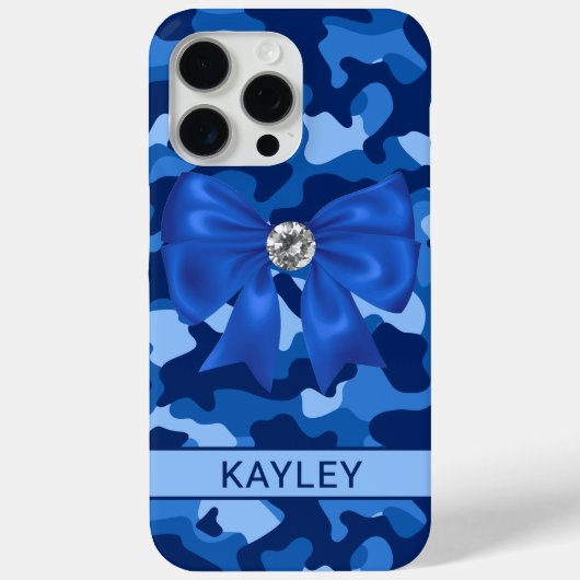 Glitterende Blauwe Camouflage Gepersonaliseerd Case-Mate iPhone Case (Achterkant)