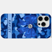 Glitterende Blauwe Camouflage Gepersonaliseerd Case-Mate iPhone Case (Achterkant (horizontaal))