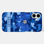 Glitterende Blauwe Camouflage Gepersonaliseerd Case-Mate iPhone Case (Achterkant (horizontaal))