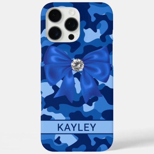 Glitterende Blauwe Camouflage Gepersonaliseerd Case-Mate iPhone Case (Achterkant)