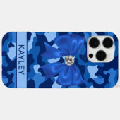 Glitterende Blauwe Camouflage Gepersonaliseerd Case-Mate iPhone Case (Achterkant (horizontaal))
