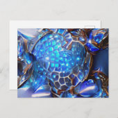 Glitterende blauwe gekristalliseerde schildpad briefkaart (Voorkant / Achterkant)