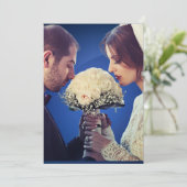 Glitterende blauwe & gouden foto elopementaankondi kaart (Staand voorkant)