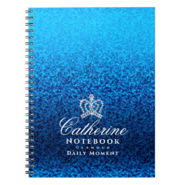 Glitterende Blauwe Kroon Notitieboek