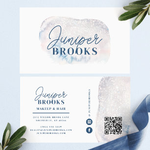 Glitterende Blauwe Social Media QR Code met Vorst- Visitekaartje