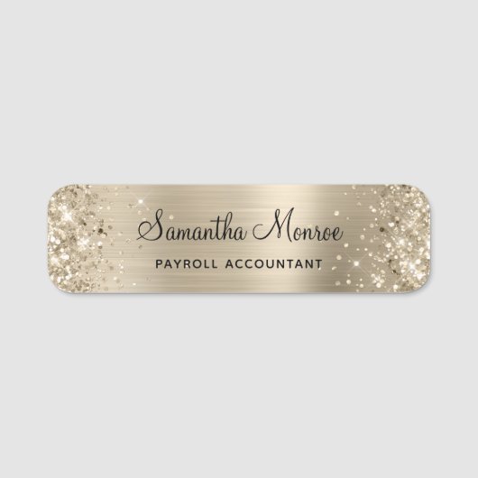 Glitterende Bleke Goud Folie Naamplaatje (Voorkant)