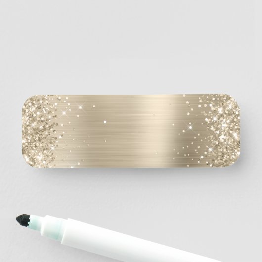 Glitterende Bleke Gouden Folie Blanco Naamplaatje (In situ)