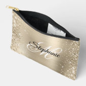 Glitterende Bleke Gouden Folie Fantasie Monogram Etui (Open)
