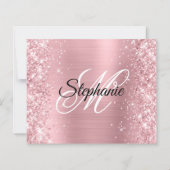 Glitterende Blush Roze Glam Monogram 40e Verjaarda (Achterkant)