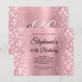Glitterende Blush Roze Glam Monogram 40e Verjaarda (Voorkant / Achterkant)