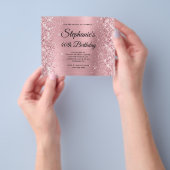 Glitterende Blush Roze Glam Monogram 40e Verjaarda Flyer (Hand)