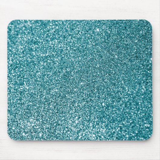 Glitterende Bokeh Nep Teal Glitter Muismat (Voorkant)