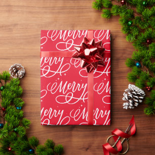 Glitterende Borrelende Script Prettig Kerstfeest Cadeaupapier
