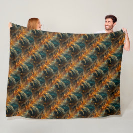 Glitterende bruine veren fleece deken