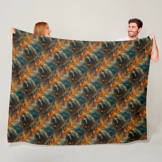 Glitterende bruine veren fleece deken (In situ)