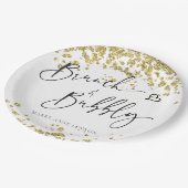 Glitterende brunch en bubbels  papieren bordje (Gekanteld)