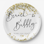 Glitterende Brunch en Mousserend Papieren Bordje (Voorkant)
