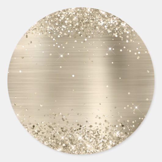 Glitterende Champagne Folie Blank Ronde Sticker (Voorkant)