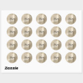 Glitterende Champagne Folie Fancy Monogram Ronde Sticker (Vel)
