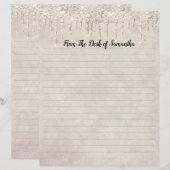 Glitterende Champagne Gecoate Briefpapier met Drip (Voorkant / Achterkant)