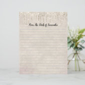 Glitterende Champagne Gecoate Briefpapier met Drip (Staand voorkant)