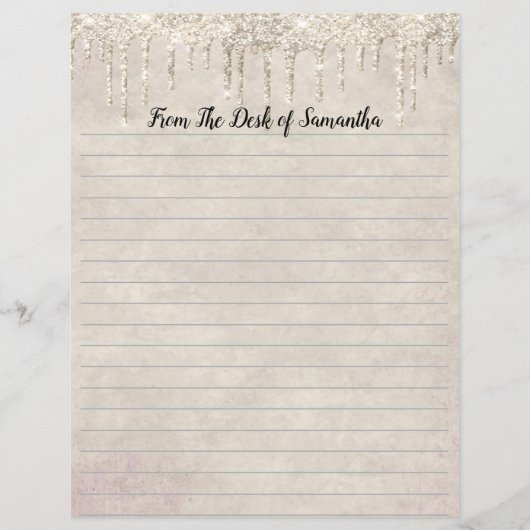 Glitterende Champagne Gecoate Briefpapier met Drip (Voorkant)