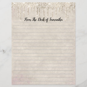 Glitterende Champagne Gecoate Briefpapier met Drip